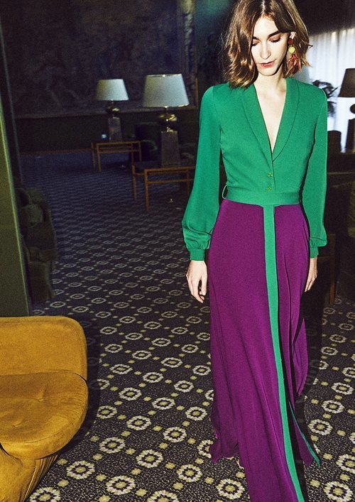 Vestido bicolor de la nueva colección de otoño/invierno 2018/2019 de Dolores Promesas