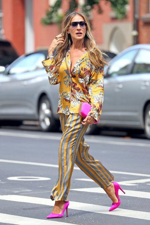 Sarah Jessica Parker con conjunto estampado en Nueva York 2018