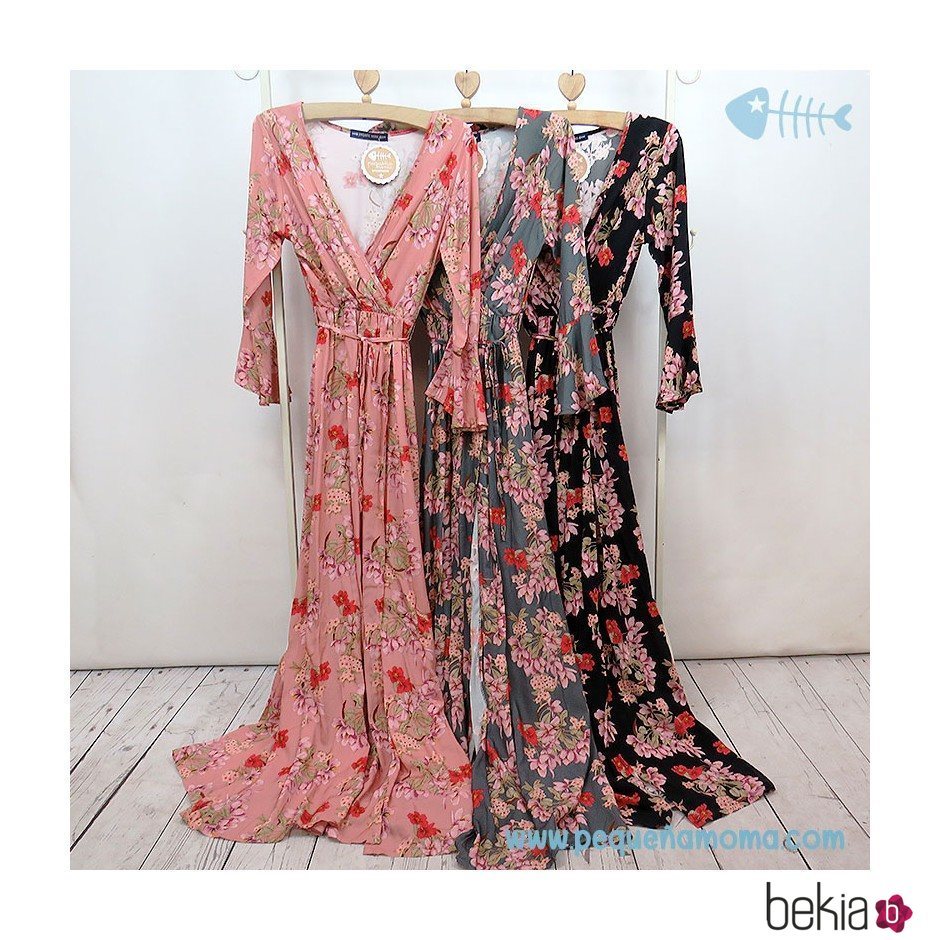 Vestido largo con estampado floral de la nueva firma española Pequeña Moma 2018