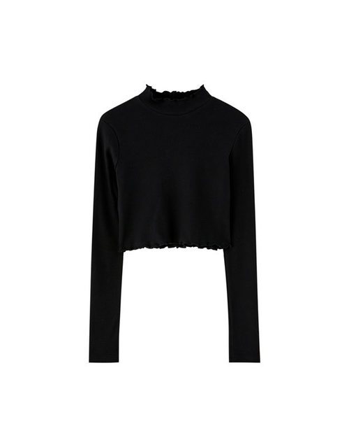 Crop top de manga larga negro de la colección cápsula de Rosalía para Pull and Bear