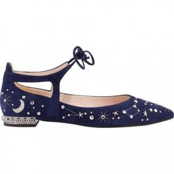 Bailarina azul de piel con estampado de la firma Lodi