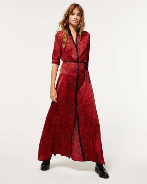 Vestido largo rojo colección de Navidad de Sisley 2018