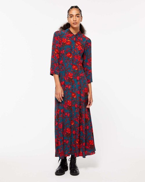 Vestido largo estampado de la colección de Navidad de Sisley 2018