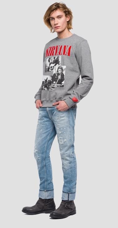 Sudadera gris de hombre de la colección cápsula de Replay y Nirvana 2018