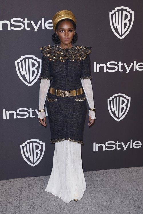 Janelle Monae vestida de emperatriz en la fiesta InStyle posterior a los Globos de Oro 2019
