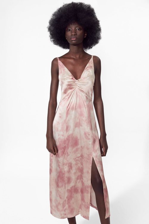 Vestido largo rosa Zara primavera-verano 2019