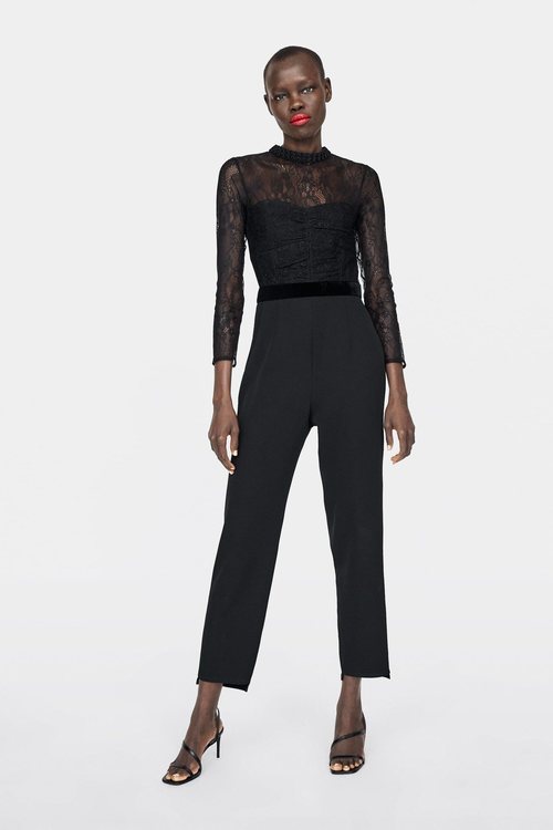 Mono negro con encaje Zara primavera-verano 2019