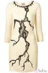 Vestido glitter en blanco roto y negro de topshop