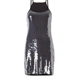 Vestido glitter plateado de Mango