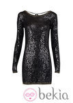 Vestido glitter negro en manga larga de Mango