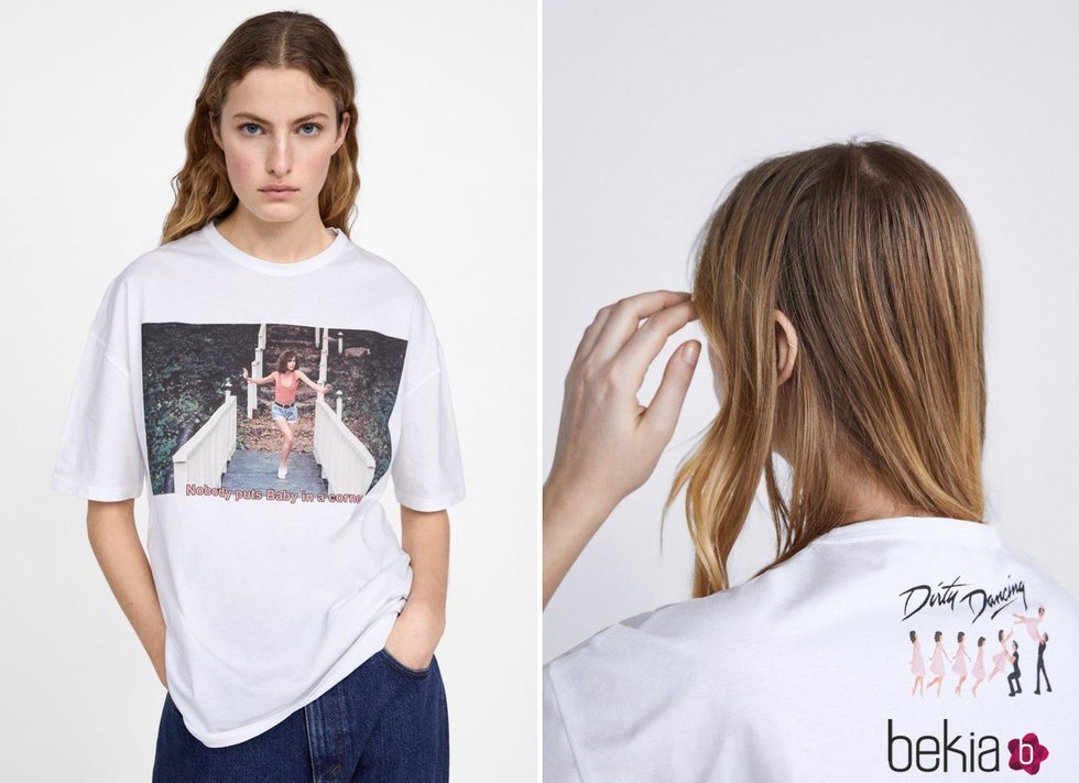Camiseta blanca con estampado de Baby de Dirty Dancing de Zara