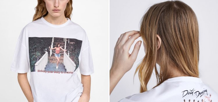 Camiseta blanca con estampado de Baby de Dirty Dancing de Zara