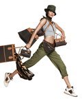Bella Hadid con bolsos de tonalidades similares y una riñonera de Michael Kors para la primavera 2019