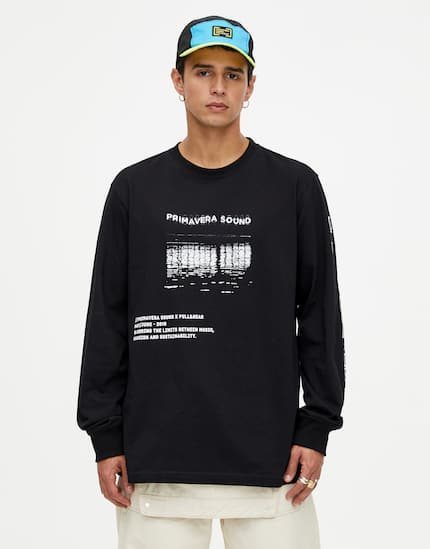 Jersey largo negro colección Primavera Sound Pull & Bear