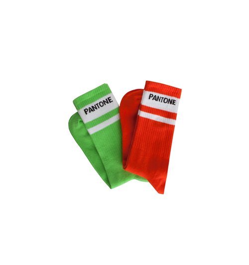 Calcetines verdes y naranjas colección Pantone by Bershka