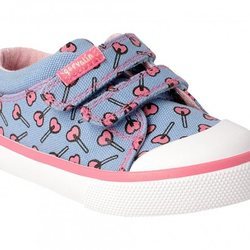 Zapatillas azules con piruletas rosas de Garvalín