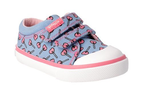 Zapatillas azules con piruletas rosas de Garvalín