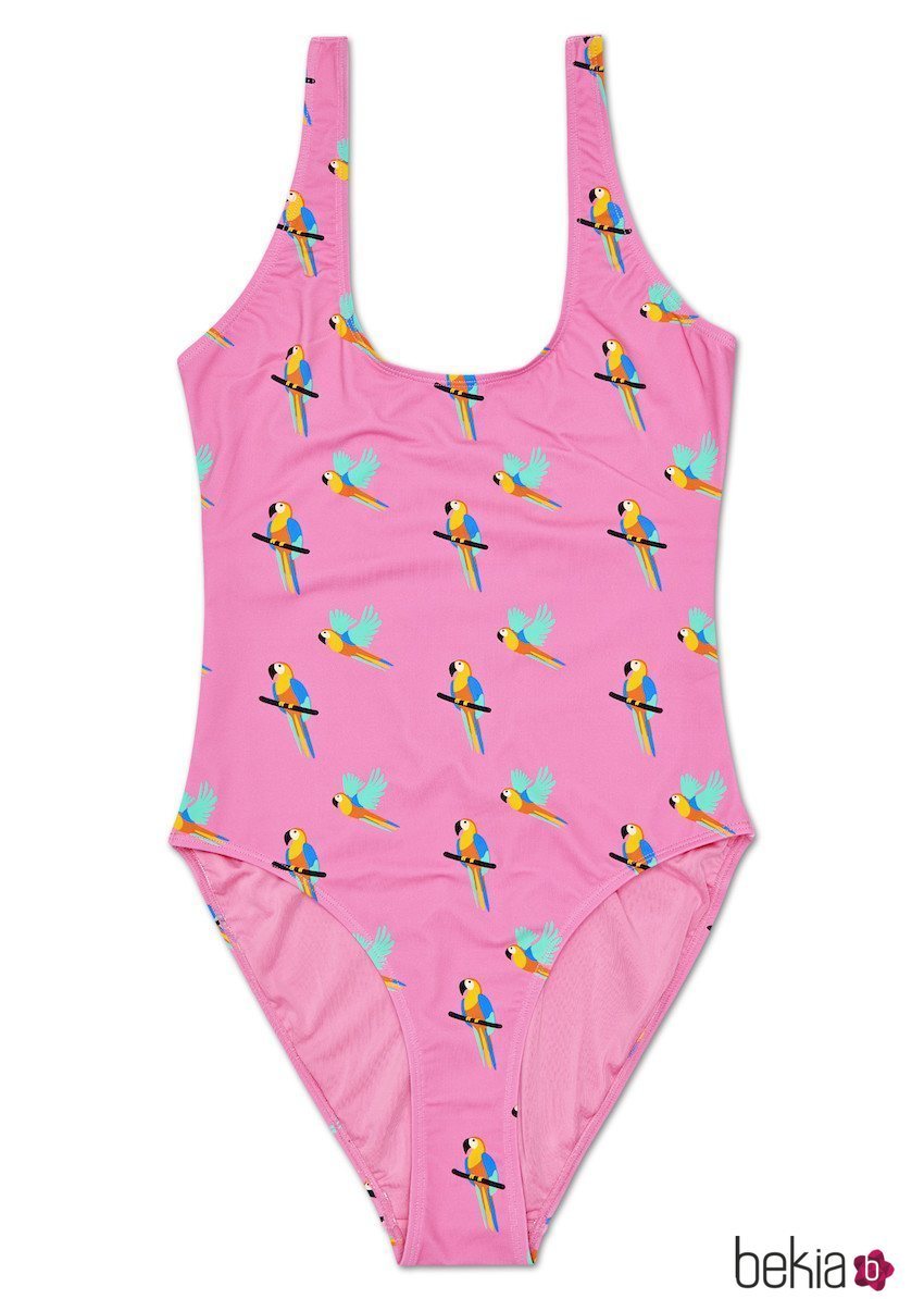 Bañador de mujer estampado de loros de Happy Socks