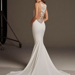 Vestido de novia con escote en la espalda de la colección crucero de Pronovias 2020