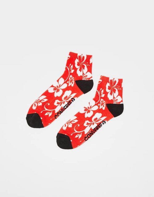 Calzetines estampado floral hawaiano rojo Bershka