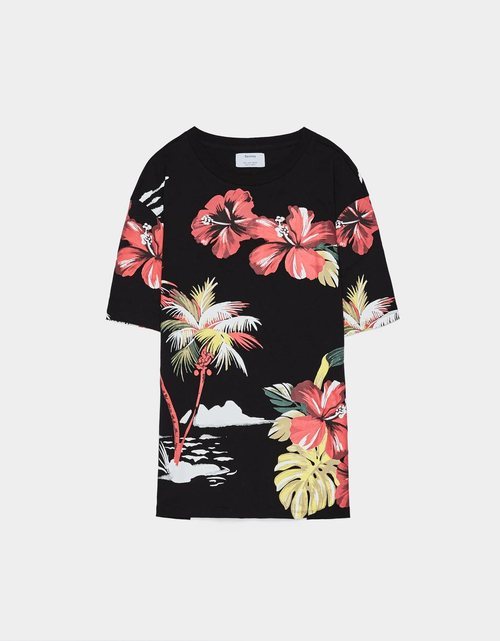 Camiseta estampado floral hawaiano Bershka