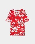Camiseta estampado floral hawaiano rojo Bershka