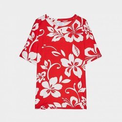 Camiseta estampado floral hawaiano rojo Bershka