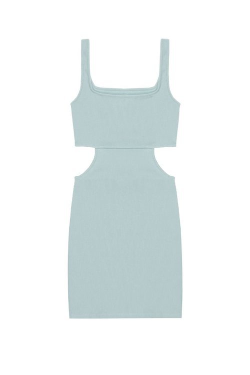 Minivestido celeste con detalle cut out de la colección Pull&Bear by Rosalía
