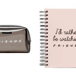 Estuche negro y agenda rosa pastel de la colección cápsula de Stradivarius x Friends