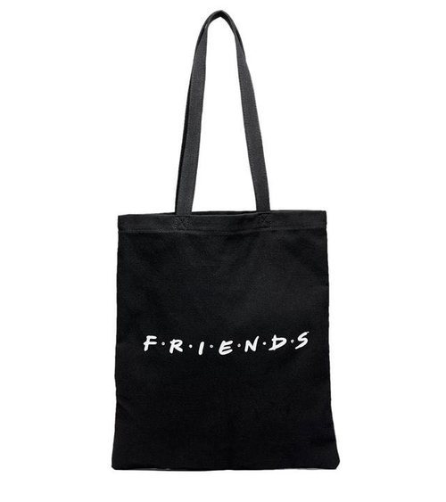 Bolsa de tela negra de la colección cápsula de Stradivarius x 'Friends'