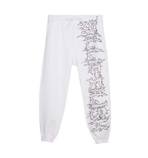 Pantalón blanco de chándal serigrafiado de la colección Billie Eilish x Bershka