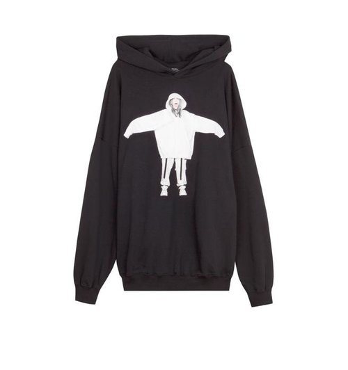 Sudadera negra con silueta de Billie Eilish de la colección Billie Eilish x Bershka