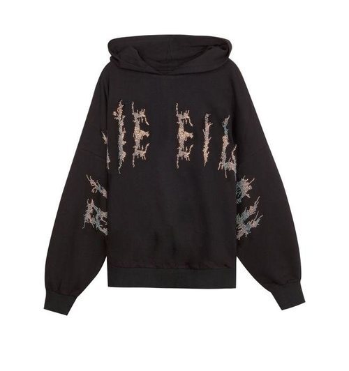 Sudadera negra con detalles de tachuelas de la colección Billie Eilish x Bershka