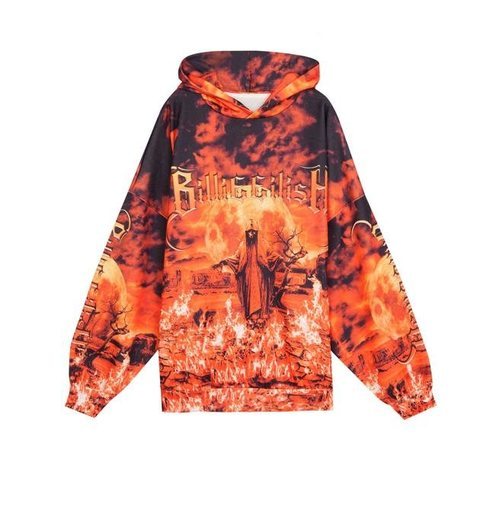 Sudadera con detalles de fuego de la colección Billie Eilish x Bershka