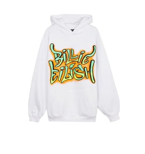 Sudadera blanca serigrafiada de la colección Billie Eilish x Bershka