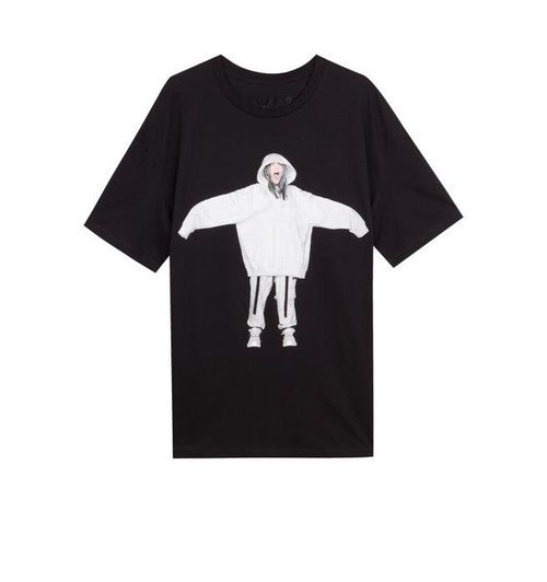 Camiseta negra con silueta de Billie Eilish de la colección Billie Eilish x Bershka