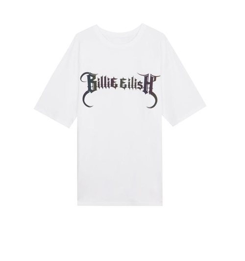 Camiseta blanca serigrafiada de la colección Billie Eilish x Bershka