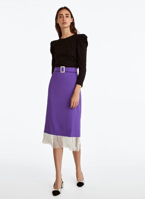 Falda con flecos de la colección otoño/invierno 2019 de Uterqüe