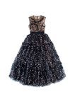 Vestido negro con detalles florales de la colección de H&M y Giambattista Valli