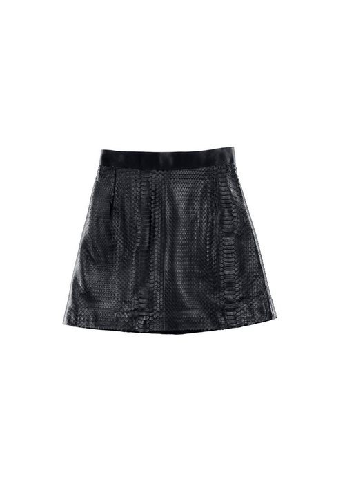 Falda negra con estampado de serpiente de la colección de H&M y Giambattista Valli