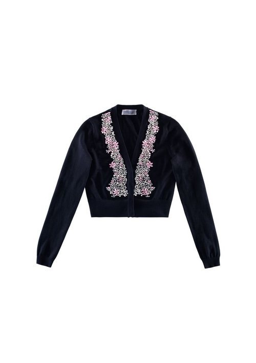 Chaqueta negra estilo torero con pedrería de la colección de H&M y Giambattista Valli