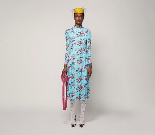 Vestido años 40 azul de Marc Jacobs para la colección otoño 2019