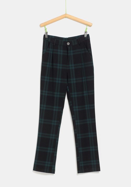 Pantalon de cuadros de tiro alto de la colección de Rocío Osorno y TEX de otoño/invierno 2019