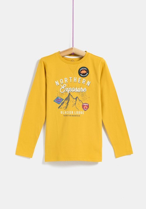 Camiseta amarilla 'Nothern Exposure' de niño de la colección 'I-O' de Carrefour y TEX para otoño/invierno 2019