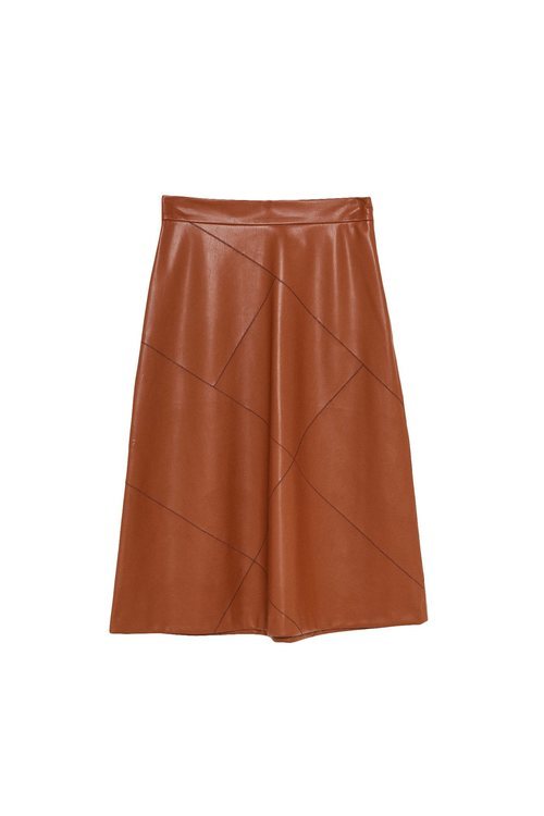 Falda marrón de cuero de la colección Sfera otoño/invierno 2019-2020 Especial Navidad