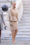 Charlene de Mónaco con total look nude