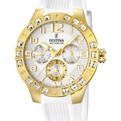 Reloj de correa de silicona blanca de la colección 'Golden Dream' de Festina