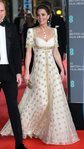 Kate Middleton, vestida de blanco y dorado en los Premios BAFTA 2020