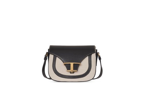 Bolso bandolera en piel de color azul marino y crema de la colección Timeless primavera/verano 2020 de Tod's