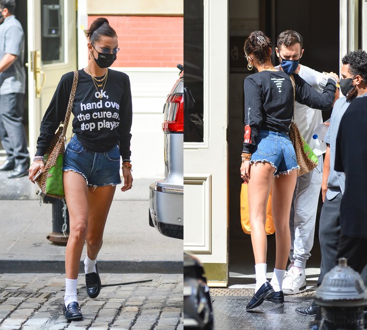 Bella Hadid con unos shorts que dejan sus nalgas al descubierto